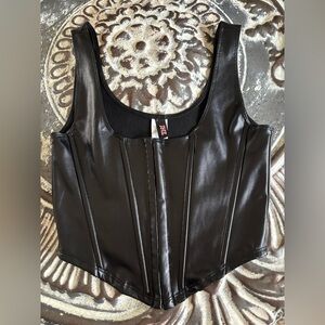 JNK Black Faux Leather Corset Top MEDIUM NWOT